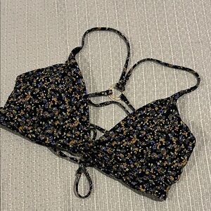 Prana Black Floral Bikini Top